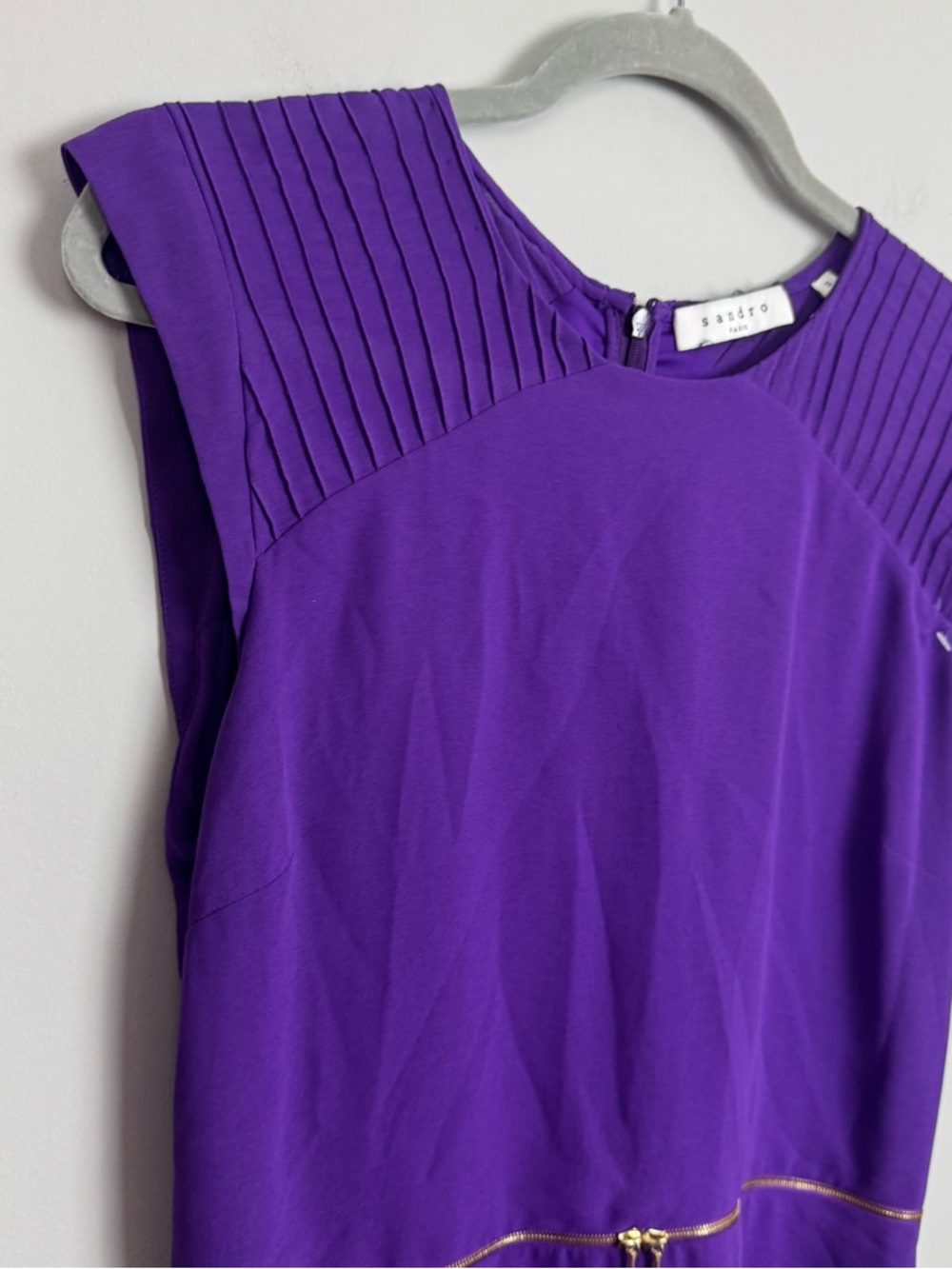 SANDRO PARIS | Purple Sleeveless Sheath Dress with Zipper Waist Women’s Size 8 - Picture 4 of 12